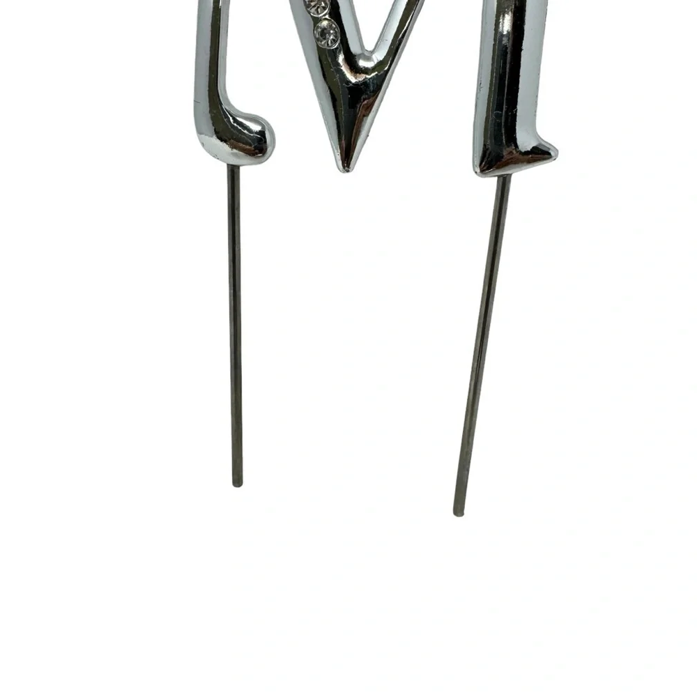 Silver 3” Cake Topper Decoration | Monogram Letter M | Metal